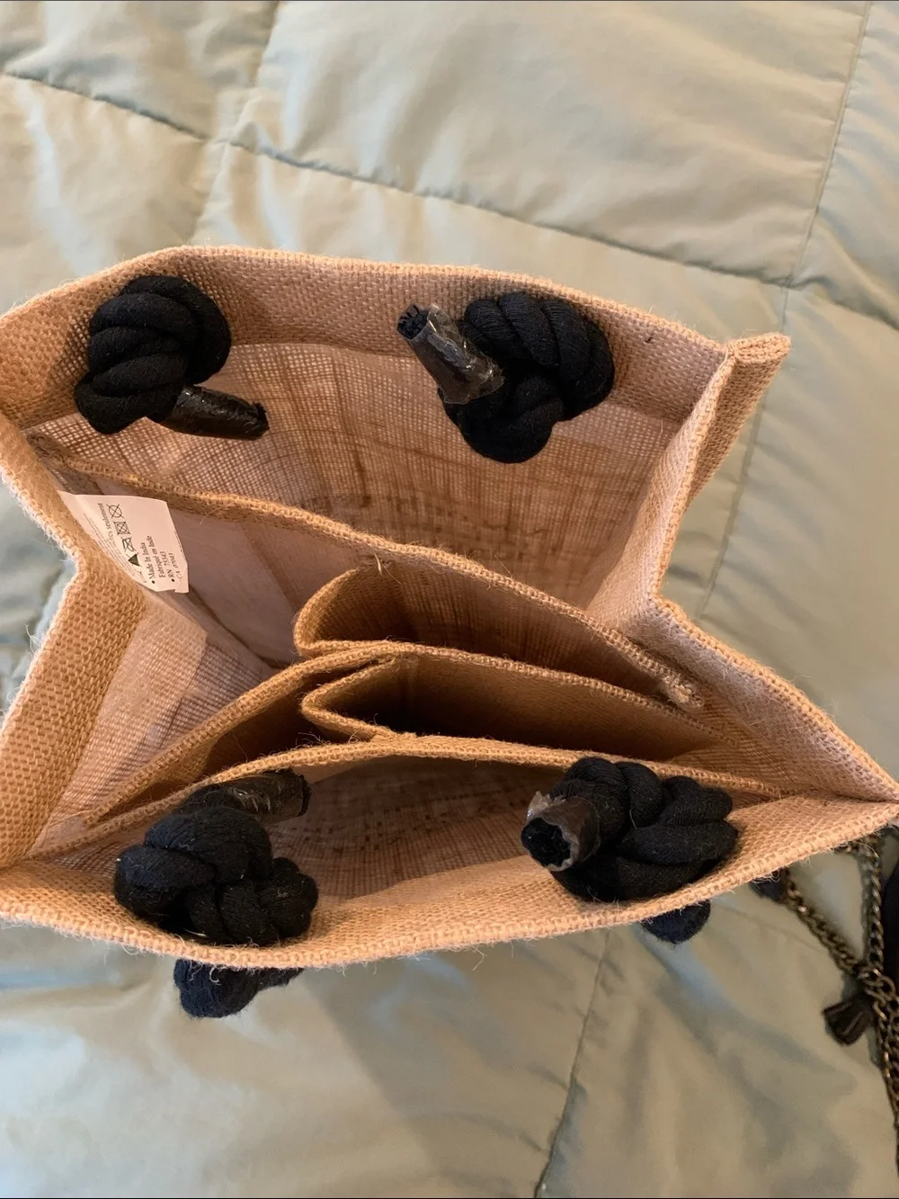 Brand New Burlap Wine Tote with Rope Handles - Ernest Hemingway Quote